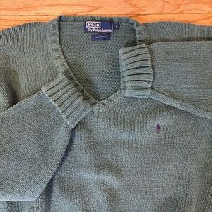 Green Oversized Large Knit Vintage Polo Ralph Lauren 1990s Sweater